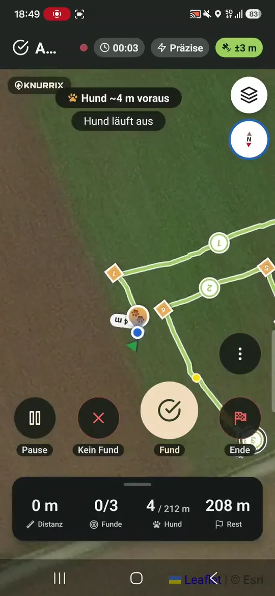 Live-Absuche mit Lege- und Suchspur auf der Karte